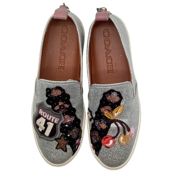 Coach Slip-Ons Women’s Size 9.5 C115 With Cherry Patches and Glitter